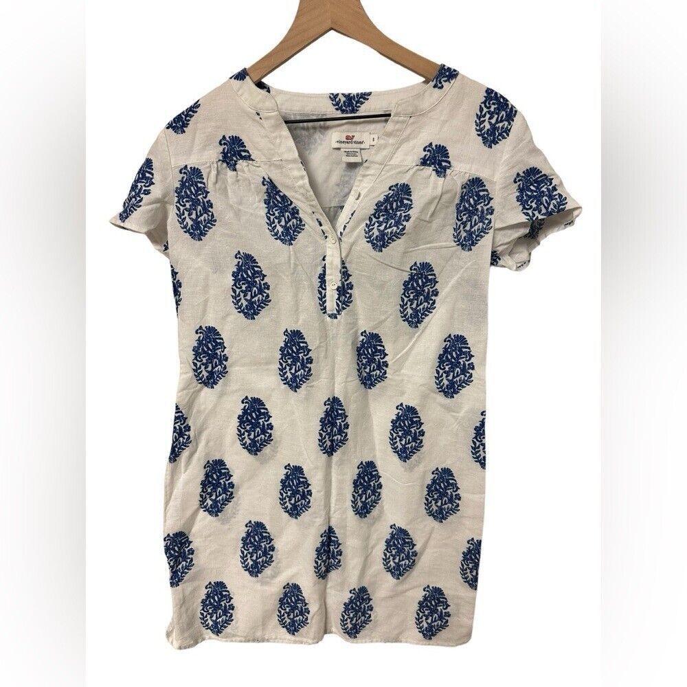 Vineyard Vines Blue White Ocean Reef Shell Fleur Tunic‎ Dress Size S